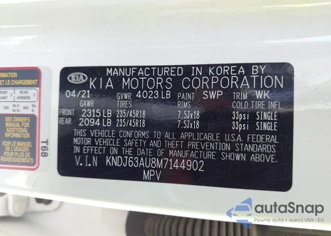 2021 Kia Soul Gt-Line z USA, uszkodzony, nr VIN KNDJ63AU8M7144902